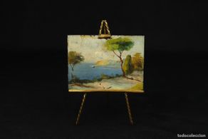 Arte: Antigua Miniatura Óleo Finales Siglo XIX